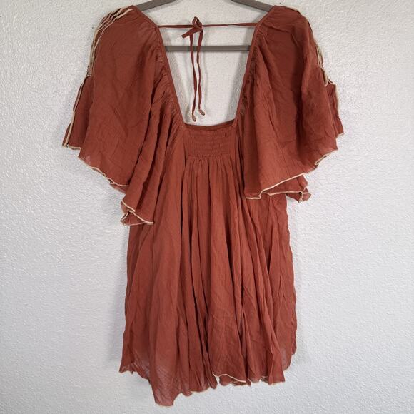 Free People Joelle Tunic Womens XS Boho Babydoll Mini Dress Flutter Festival New - Picture 2 of 12